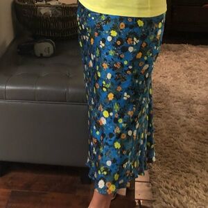 Turquoise floral print skirt